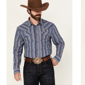 Cody James Alpine Southwestern Striped Long Sleeve Pearl Snap Shirt